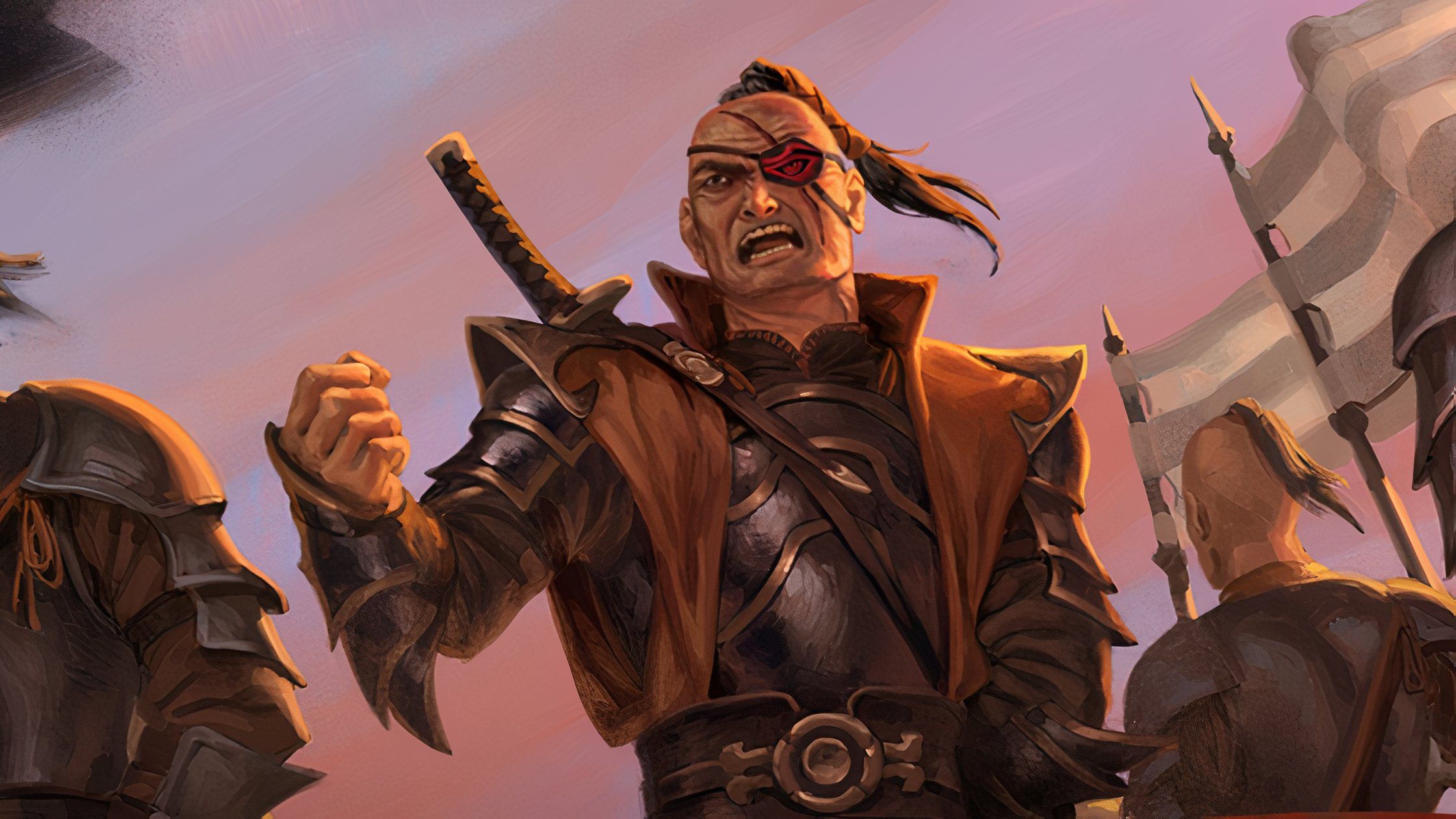 War of the dragon man with fist and eyepatch