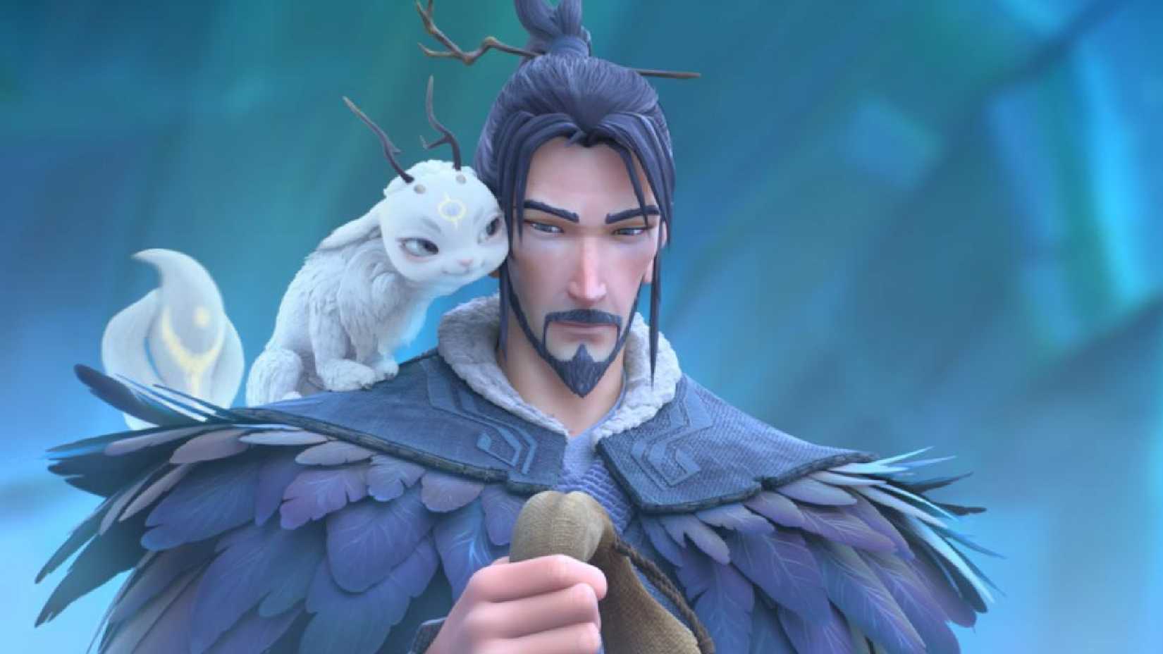 Warrior stands with animal in Jiang Ziya