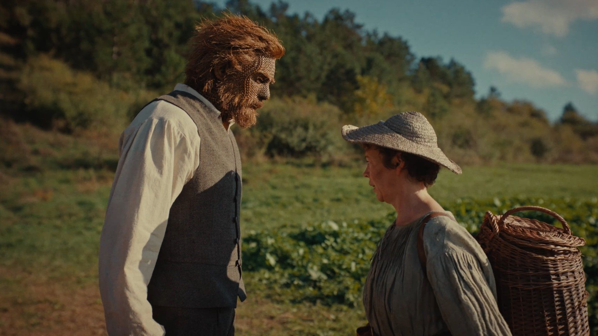 wicker-husband-stares-at-the-fisherwoman-in-wicker Alexander Skarsgård's New Fantasy Movie Wicker Officially Sets Rotten Tomatoes Audience Record