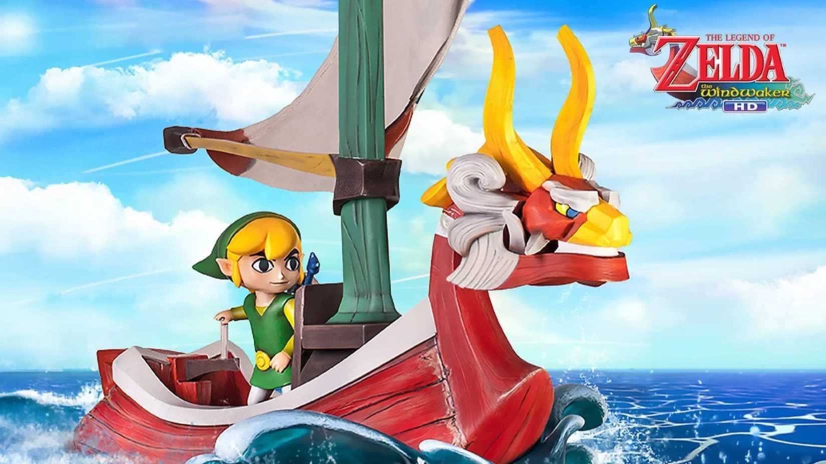 The First4Figures Wind Waker statue of Link in the King of Red Lions ship.