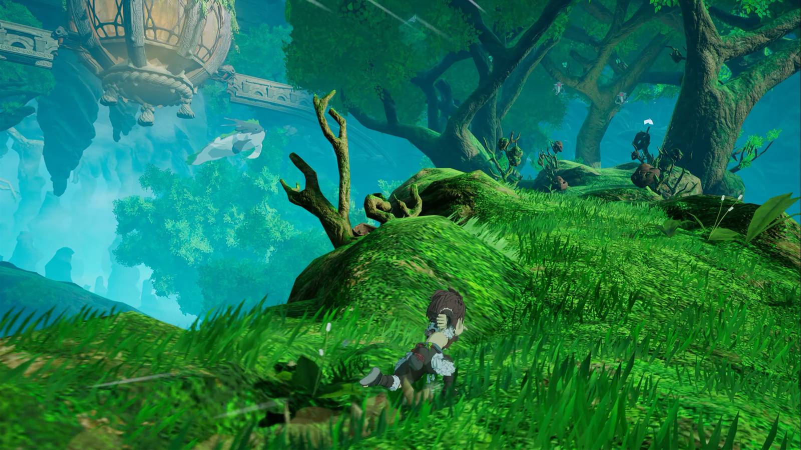 Winds of Viridia gameplay screenshot with a character running across a grassy environment