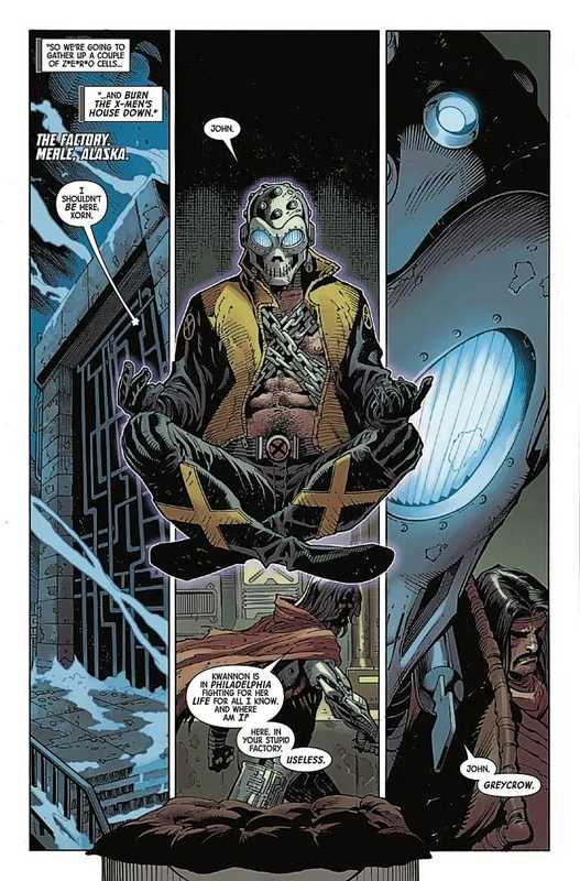 X-Men #39, Greycrow and Xorn in the abandoned factory