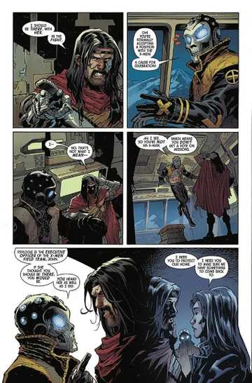 X-Men #39, Xorn and Greycrow argue about his role with the team
