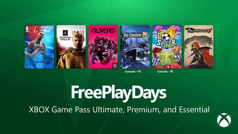 Six different games from Xbox Free Play Days are highlighted.