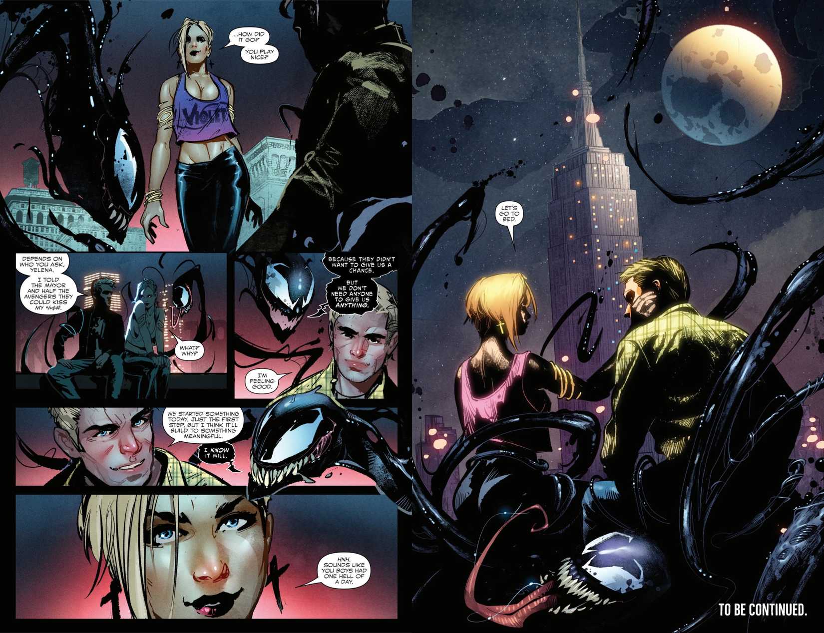 Yelena Belova Black Widow and Eddie Brock Venom Datin in Venom #1