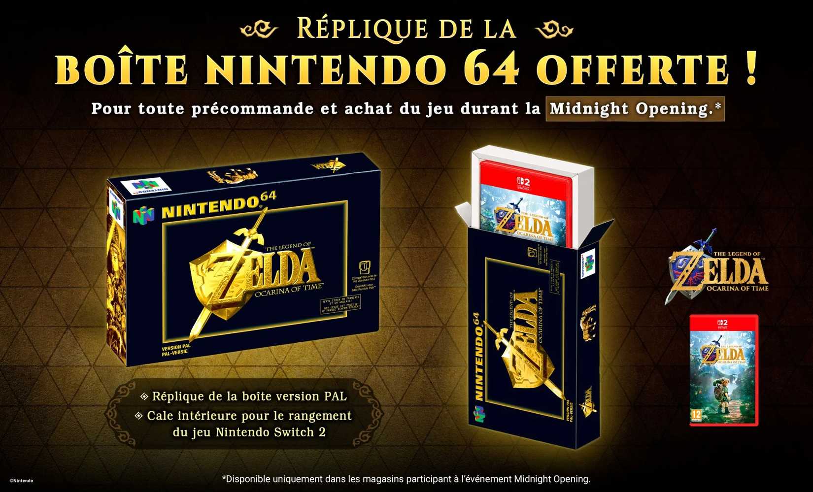 The special Nintendo 64 pre-order box for Zelda Ocarina of Time Remake at Micromania stores.