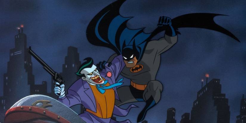 Batman and the Joker fighting in The Animated Series