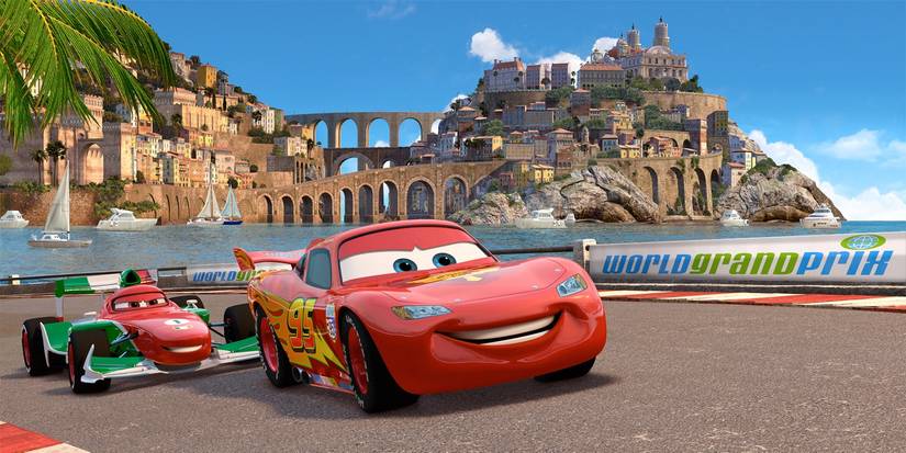 Lightning McQueen racing in Cars