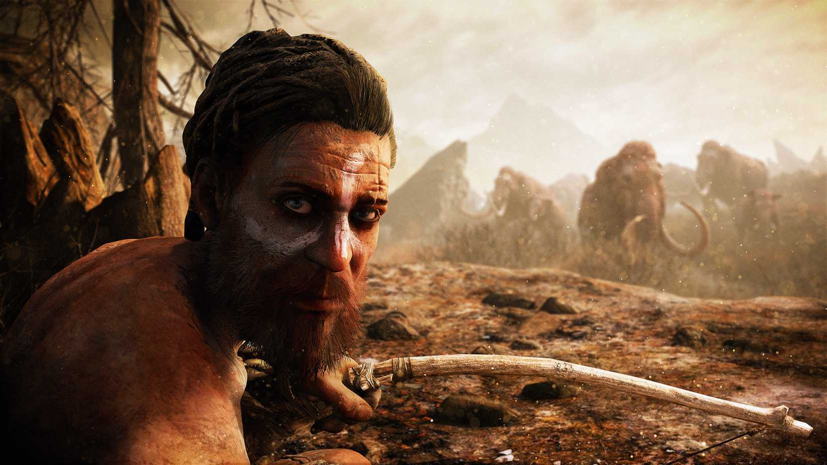 Caçadores atacam um mamute de Far Cry Primal