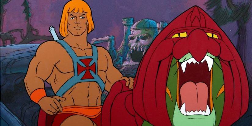 He Man e Gato Guerreiro aparecem na clássica animação Mestres do Universo em Eternia