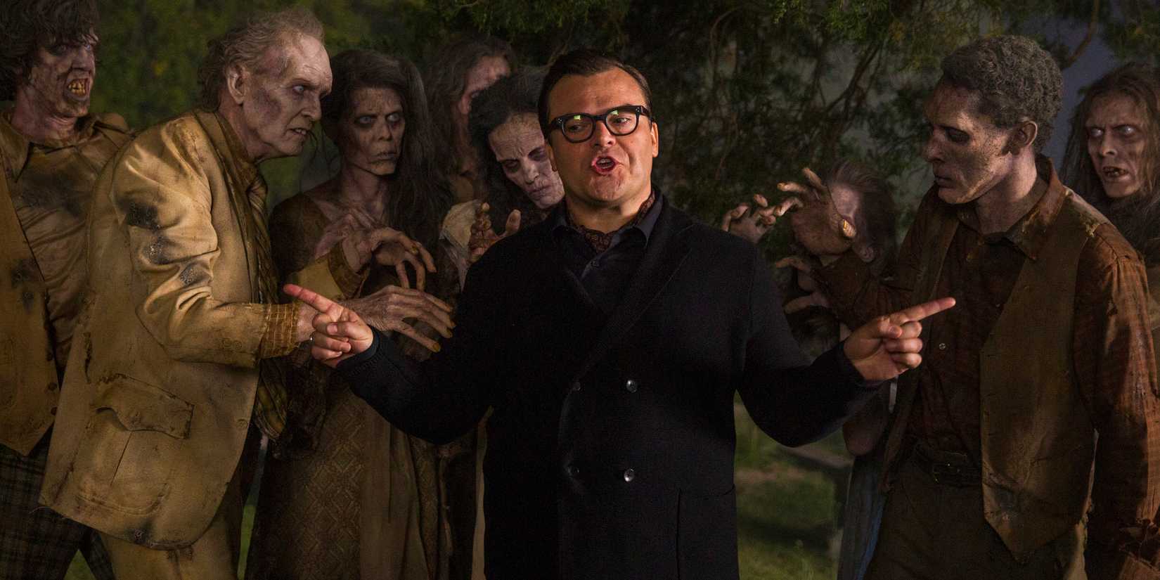 Jack Black as RL Stine and friends in Goosebumps