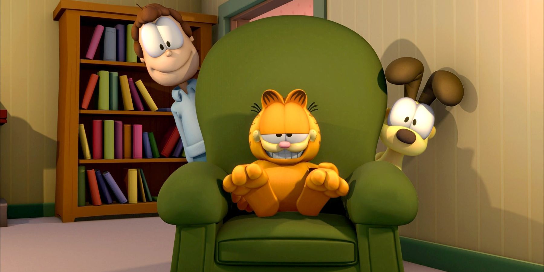 An image of Jon Arbuckle, Garfield, and Odie in The Garfield Show