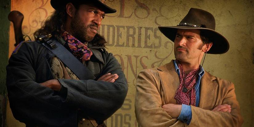 Julius Carry and Bruce Campbell in The Adventures of Brisco County Jr