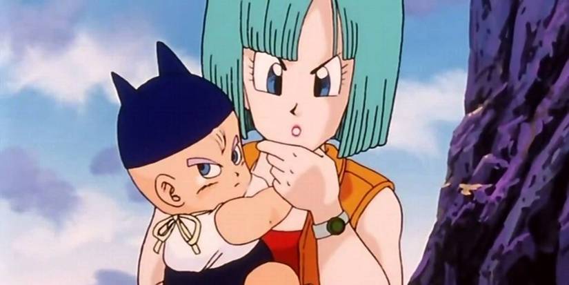 Bulma holds Kid Trunks in Dragon Ball Z