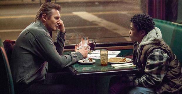 Liam Neeson and Brian 'Astro' Bradley in 'A Walk Among the Tombstones'