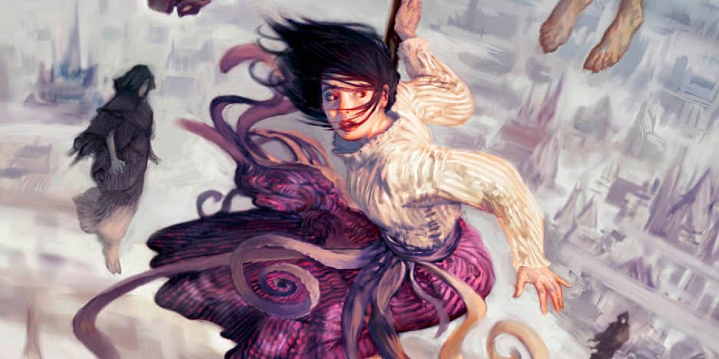 Uma imagem de Vin na capa de Mistborn