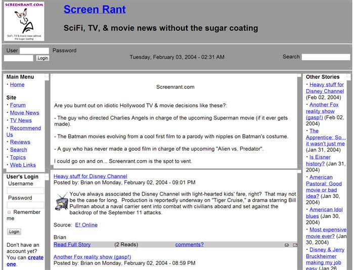 Screen Rant in 2004