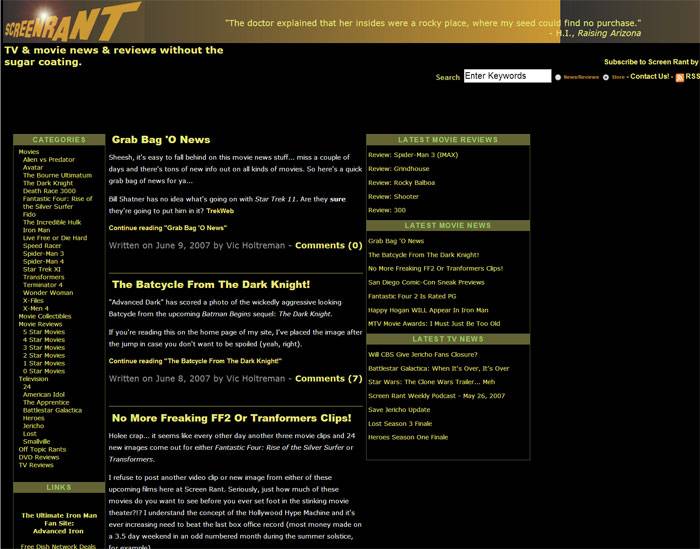Screen Rant in 2007