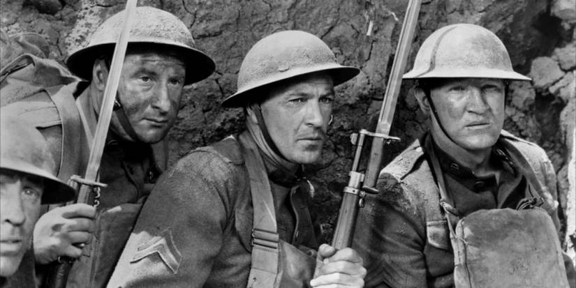 Gary Cooper and two others in the trenches in Sergeant York