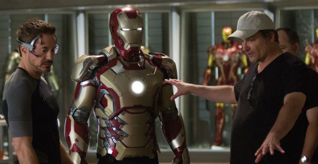 Shane Black e RDJ sul set di Iron Man 3