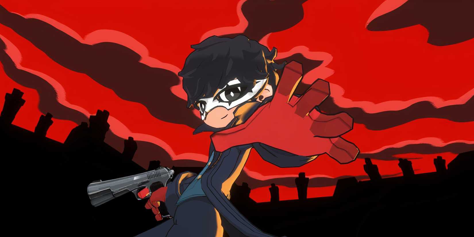 Joker holds a gun in Persona 5 Tactica.