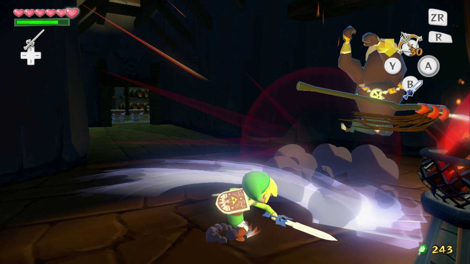 screenshot of link attacking in Zelda: the wind waker