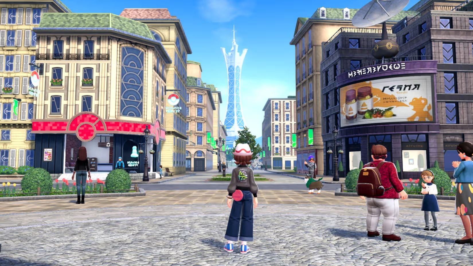 The player standing in Lumiose City in Pokemon Legends Z-A.