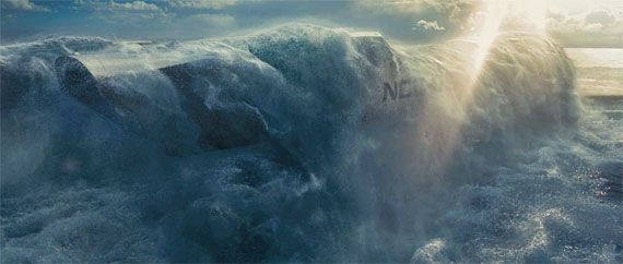 Starship rising from the ocean in Star Trek into Darkness
