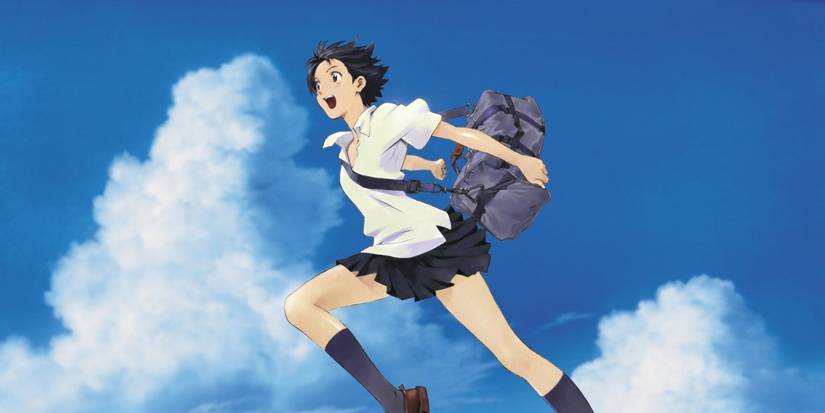 Makoto jumping through the clouds in The Girl Who Leapt Through Time