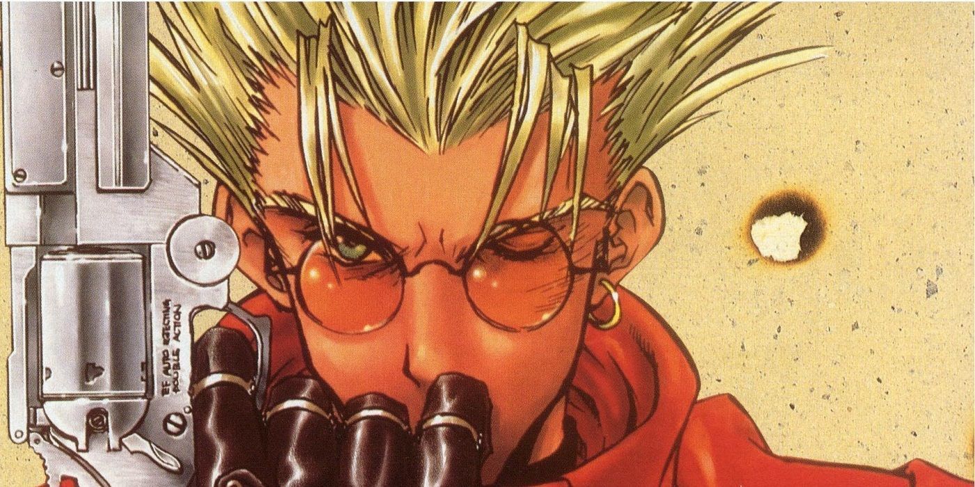Vash con il suo revolver iconico in Trigun