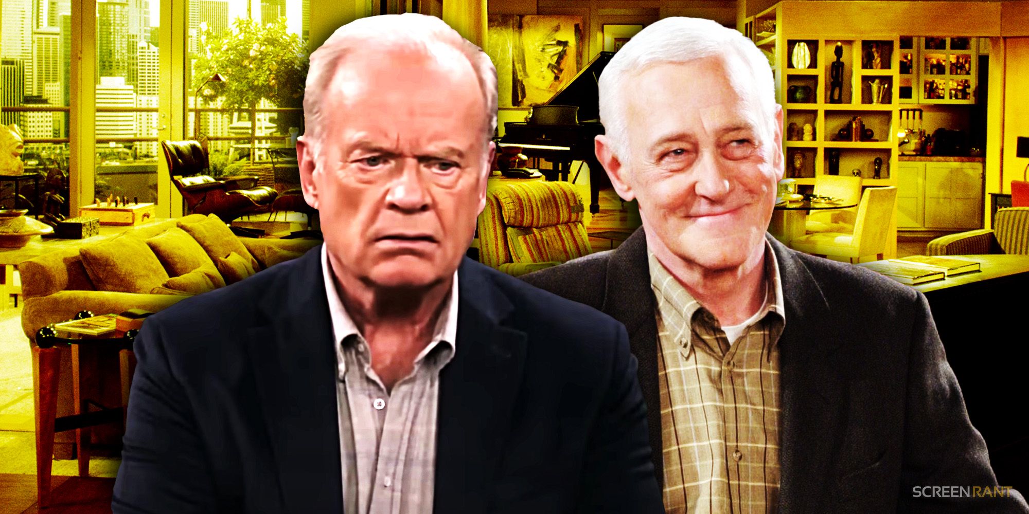 Frasier and Martin in their Seattle apartment
