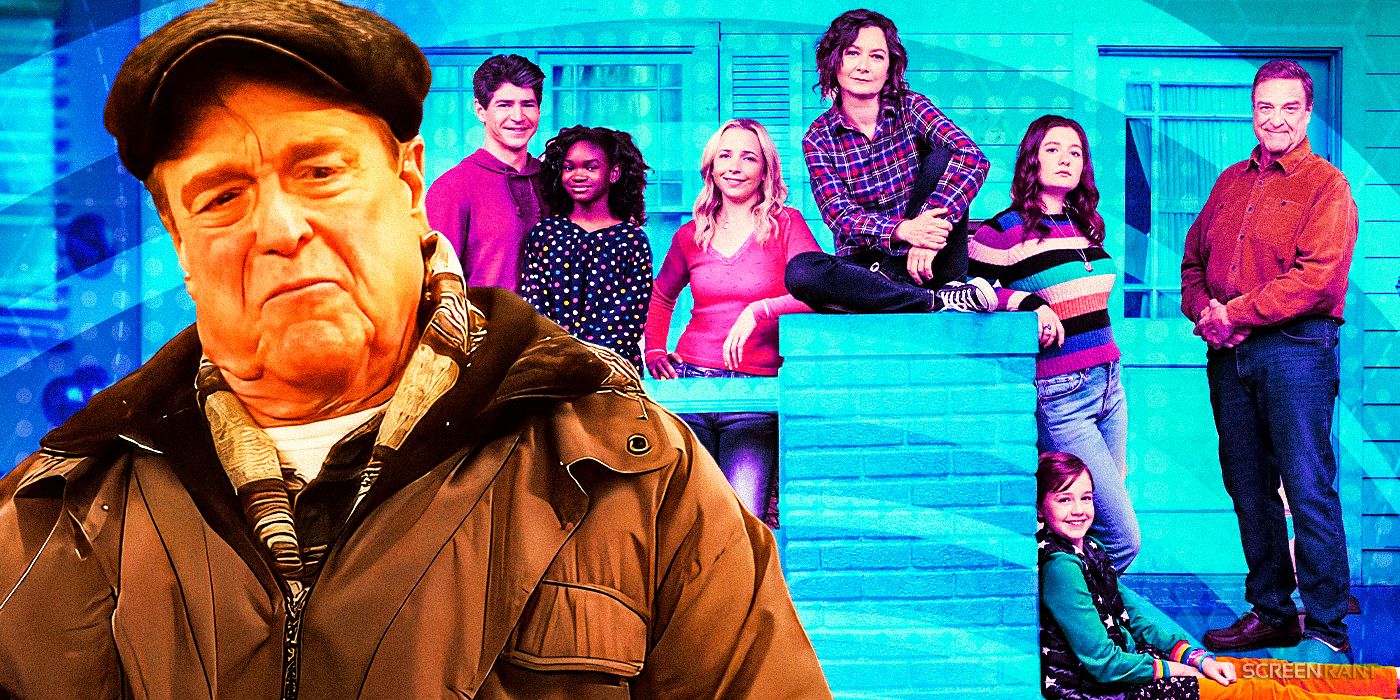 John Goodman as Dan and the main cast of The Conners
