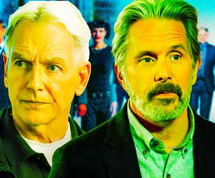 Mark Harmon as Gibbs and Gary Cole as Parker with the casts of NCIS