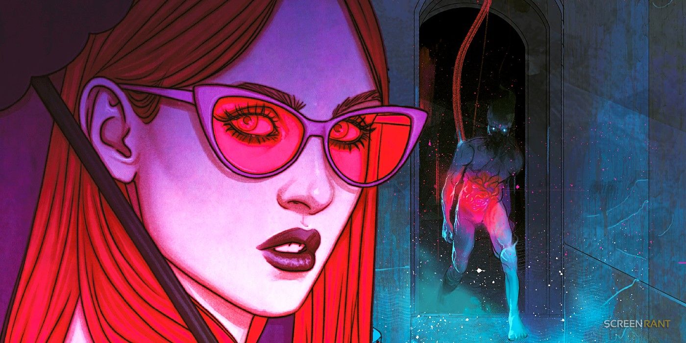 Comic book art: Spectregraph Woman with Red Hair and Ghost