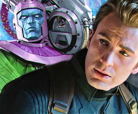 Капитан Америка Криса Эванса в "Мстителях: Финал" и Кан, завоеватель, с большой пушкой в комиксах Marvel