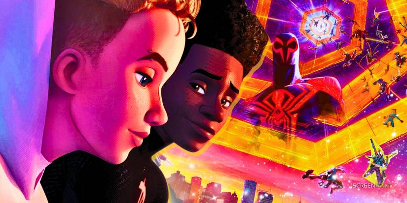  Across the Spider-Versemeshed with a movie poster that features multiple Spider-Man variants