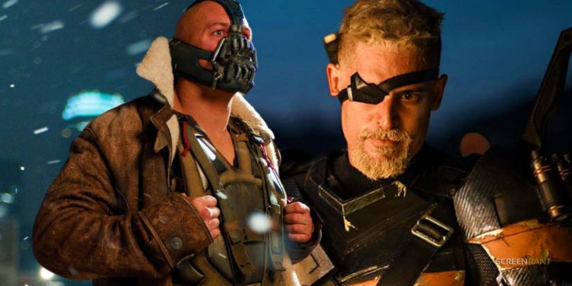 Tom Hardy como Bane e Joe Manganiello como Exterminador em montagem de filmes da DC.