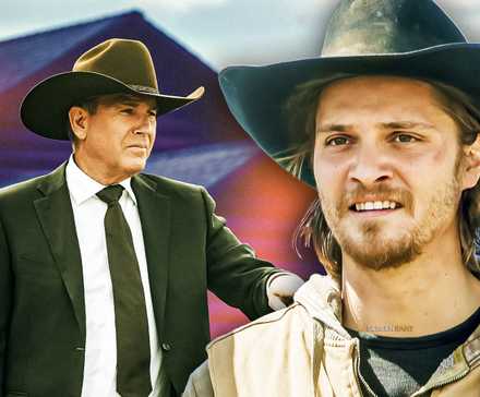 A custom collage of Kevin Costner as John Dutton and Luke Grimes as Kayce Dutton in Yellowstone with a ScreenRant watermark