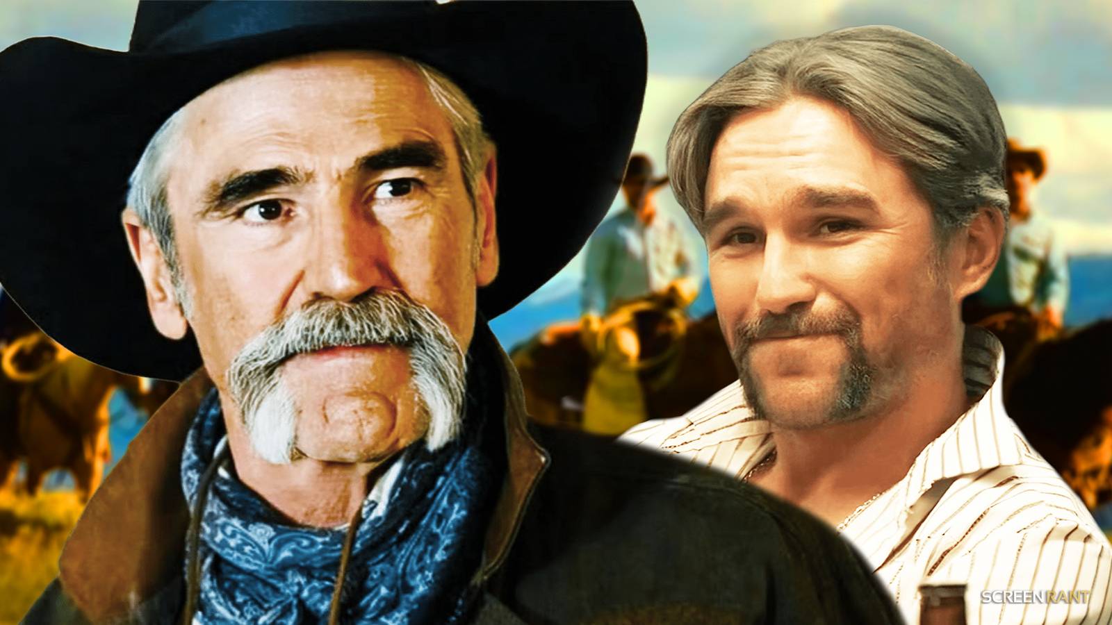 A custom collage of Lloyd and his younger self from Yellowstone