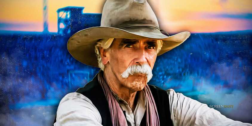 Sam Elliott in 1883 in front of a background from Landman.