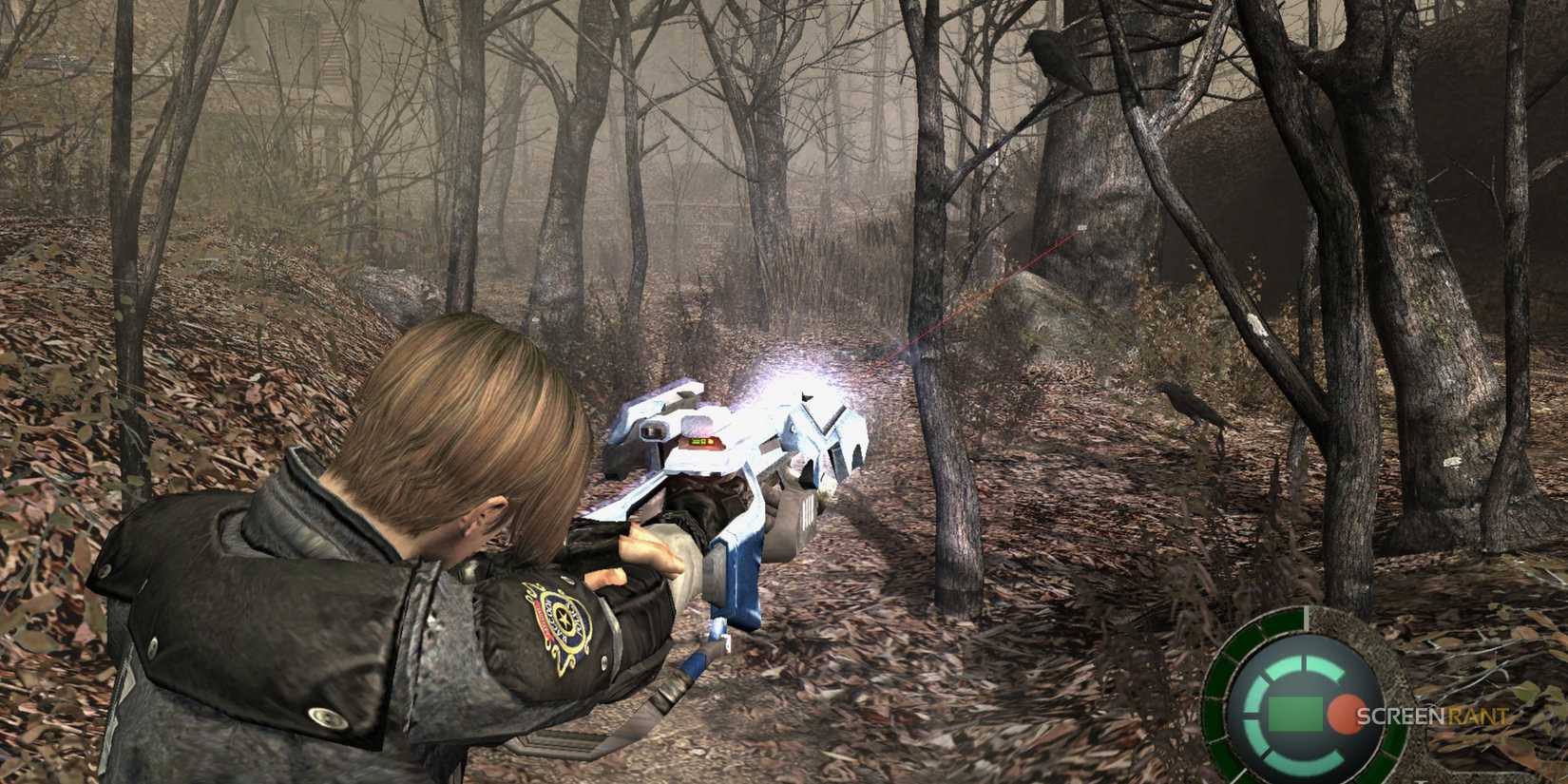 8 Most Important Nintendo GameCube Games Of All Time 5 Firing the PRL 412 in the opening area of Resident Evil 4 Classic.