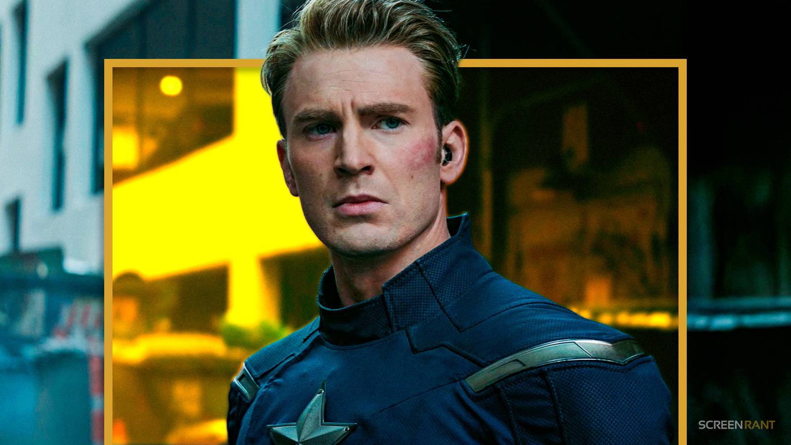 Chris Evans luce serio como Capitán América en el MCU