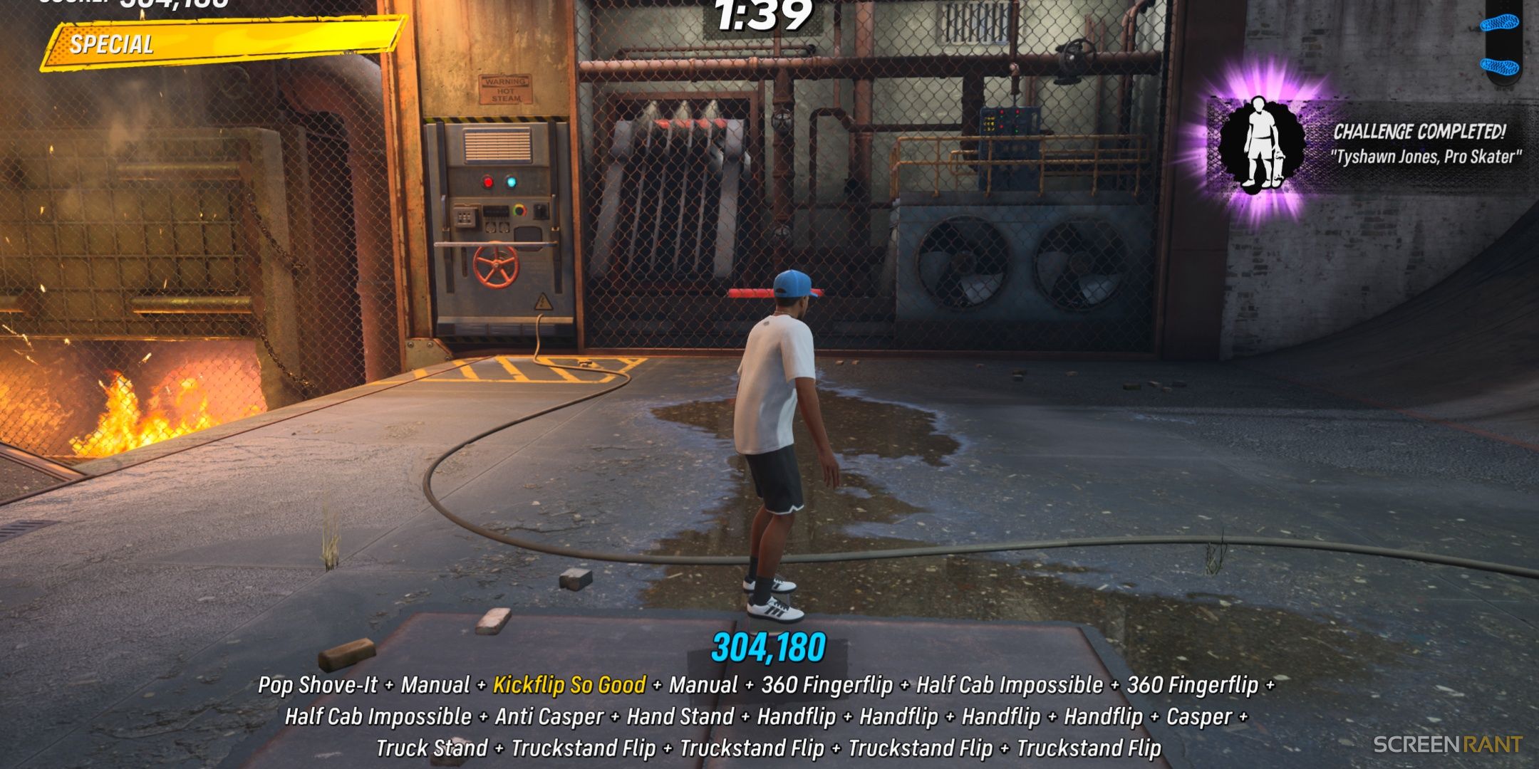 Completing a Skater challenge in Tony Hawk's Pro Skater 3 + 4.