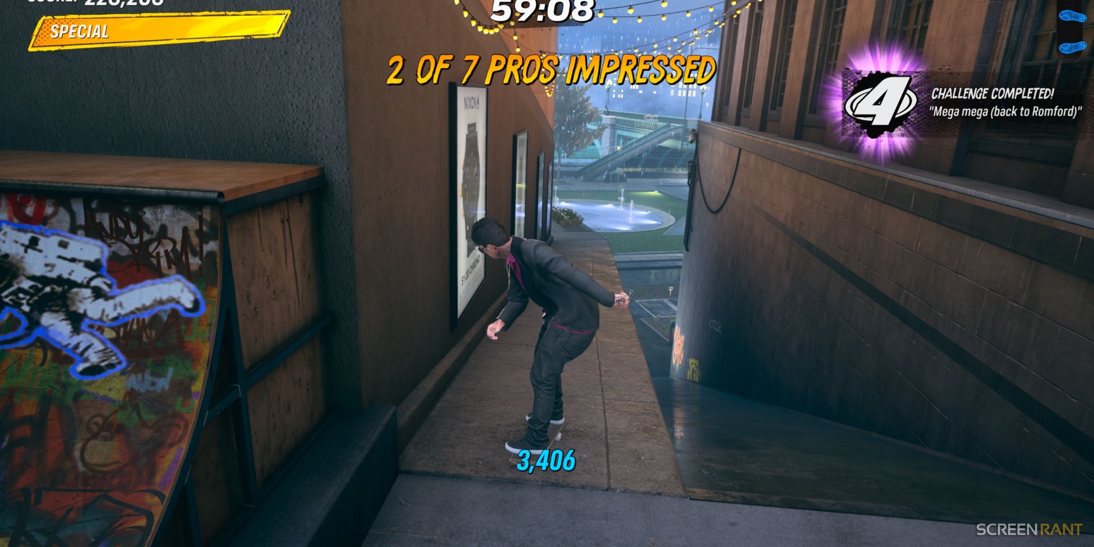 Completing the Mega mega challenge in Tony Hawk's Pro Skater 3 + 4.