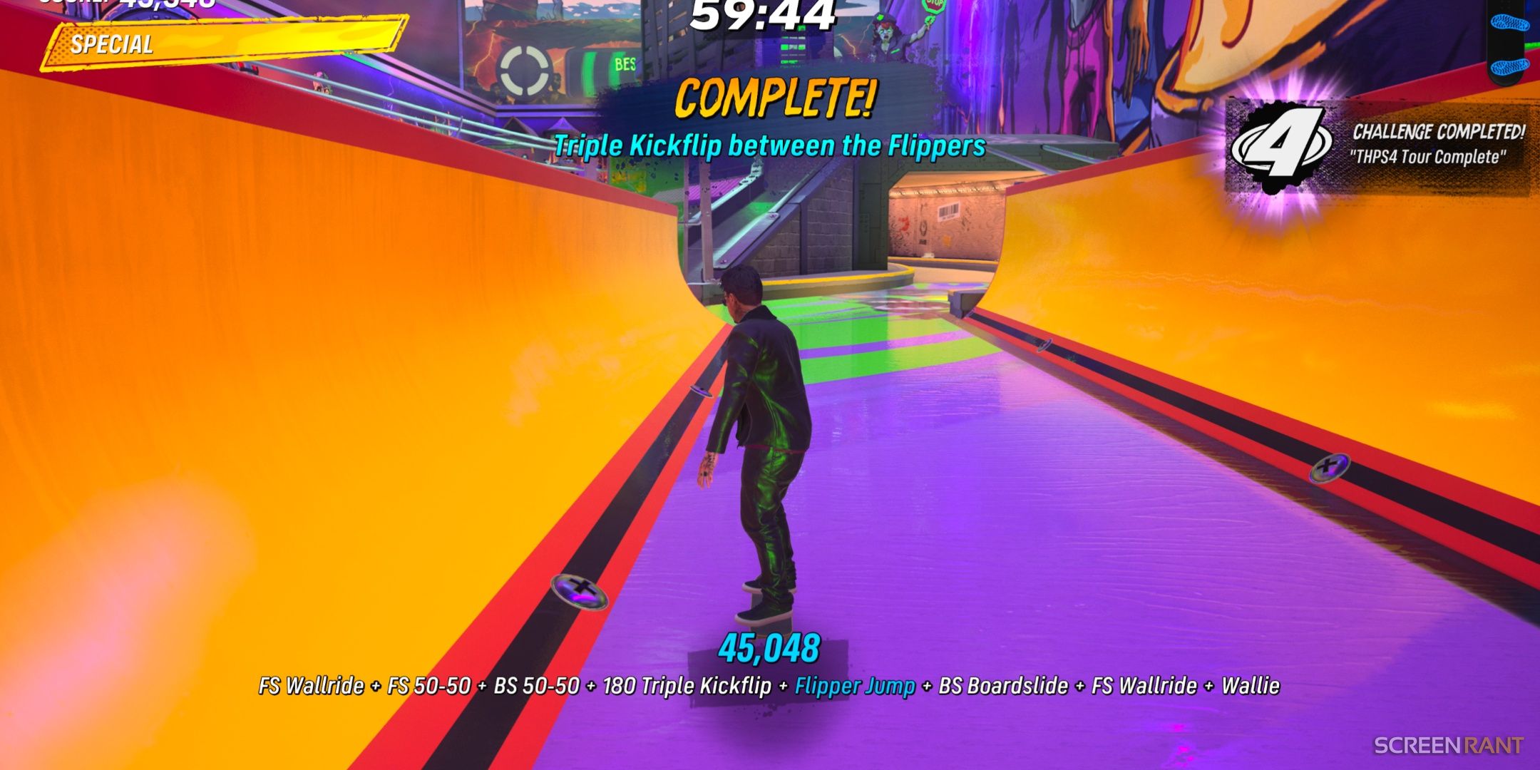 Completing the THPS4 tour in Tony Hawk's Pro Skater 3 + 4.
