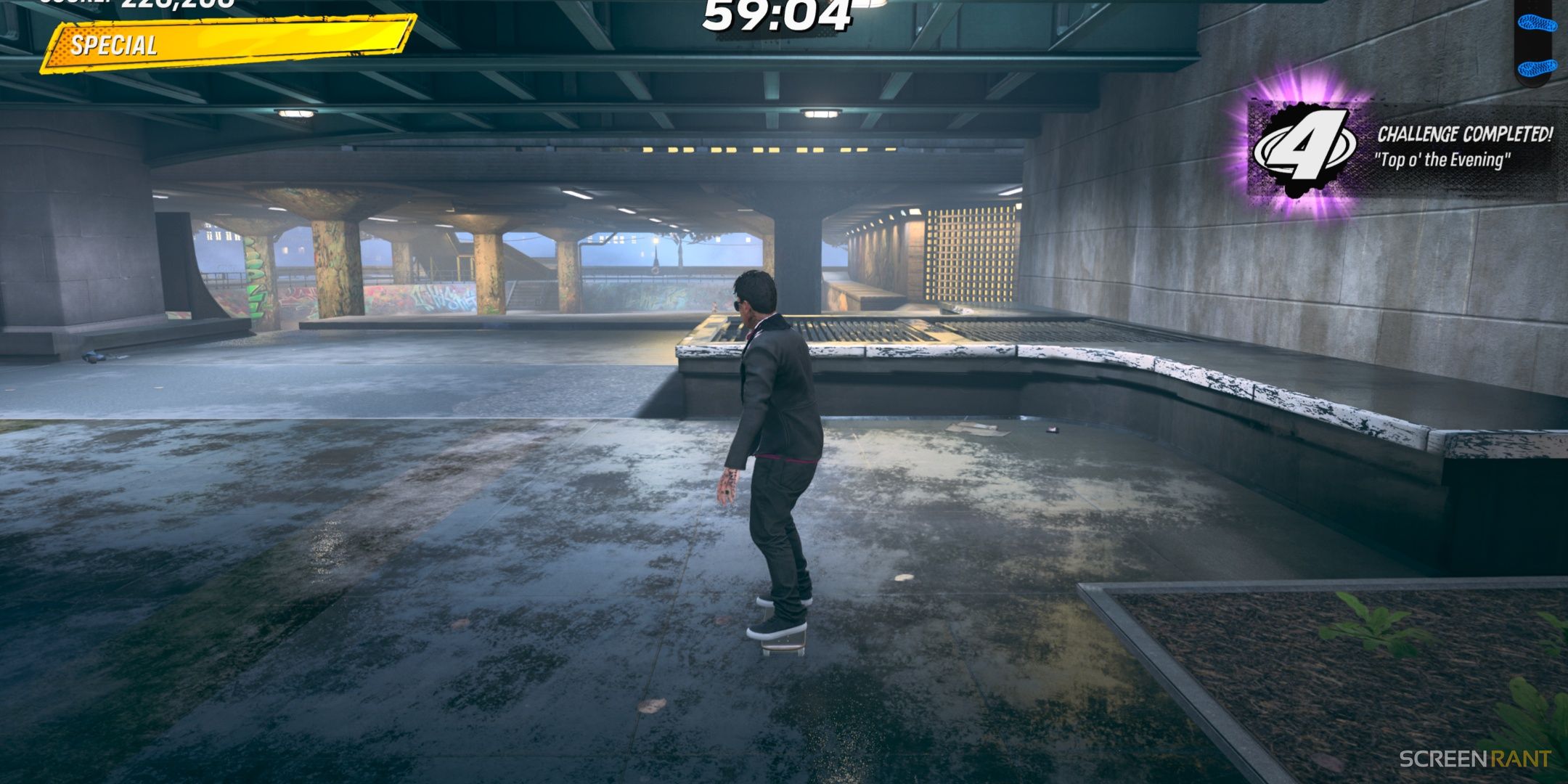 Completing the Top o the Evening challenge in Tony Hawk's Pro Skater 3 + 4.