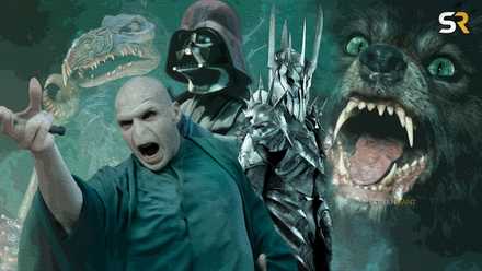 A collage of iconic fantasy villains including Lord Voldemort, Sauron, and The Gmork.